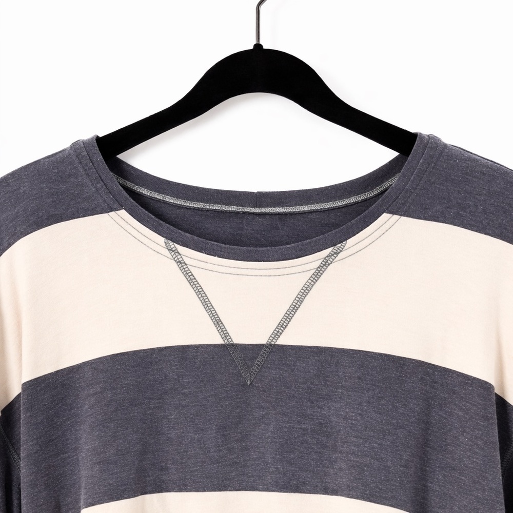Z Supply Women's Long Sleeve Striped Top in Gray and Cream - Picture 3 of 3